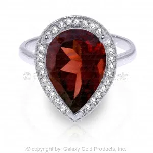 4.06 Carat 14K Solid White Gold Intuitions Garnet Diamond Ring