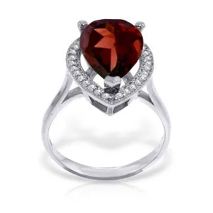 4.06 Carat 14K Solid White Gold Intuitions Garnet Diamond Ring