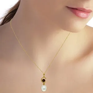 4.5 Carat 14K Solid Yellow Gold Being A Woman Garnet Pearl Necklace