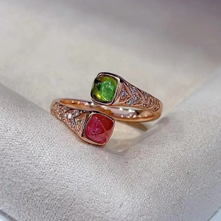 4.5mm Tourmaline Ring 1.06ct  925 Silver Natural Semiprecious Stone Jewelry