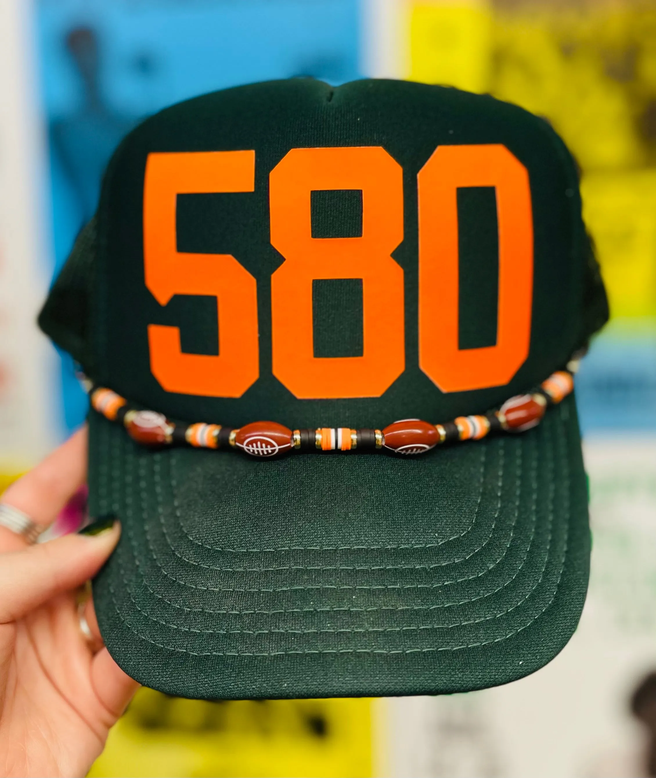 580 Hat Band // Blck & Orng Football