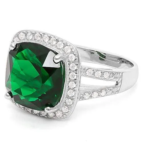 6 2/5 CARAT CREATED EMERALD & 1/2 CARAT CREATED WHITE SAPPHIRE 925 STERLING SILV