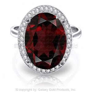 6.18 Carat 14K Solid White Gold Laughing You Garnet Diamond Ring