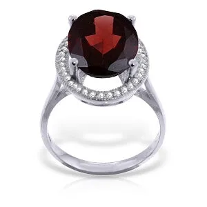 6.18 Carat 14K Solid White Gold Laughing You Garnet Diamond Ring