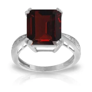 7.52 Carat 14K Solid White Gold Ring Natural Diamond Garnet