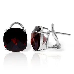 9 Carat 14K Solid White Gold French Clips Earrings Checkerboard Garnet