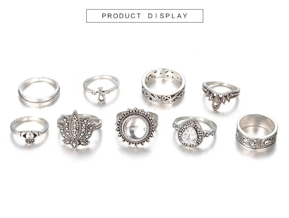 9 Piece Boho Ring Set