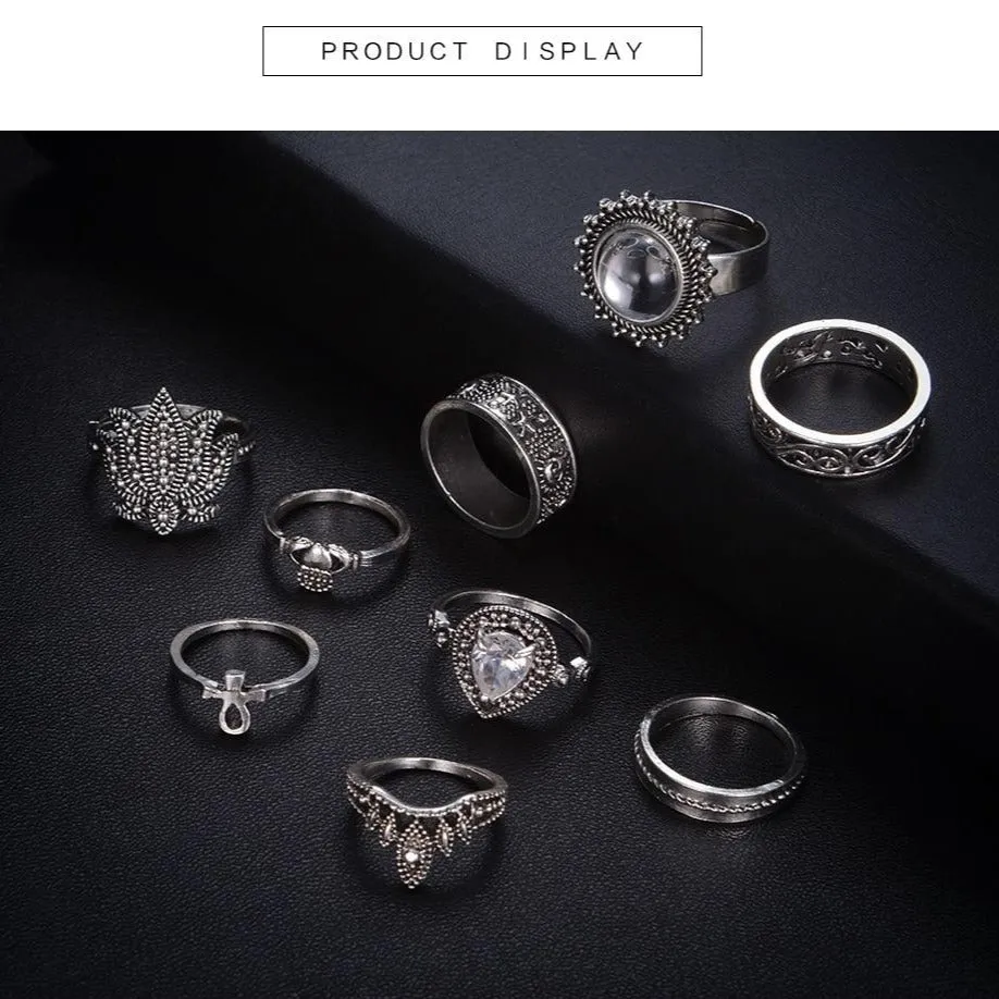 9 Piece Boho Ring Set