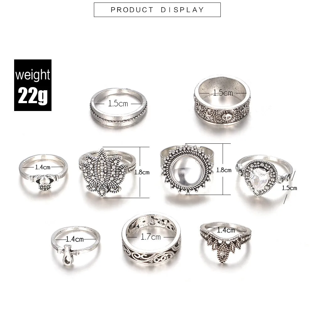 9 Piece Boho Ring Set