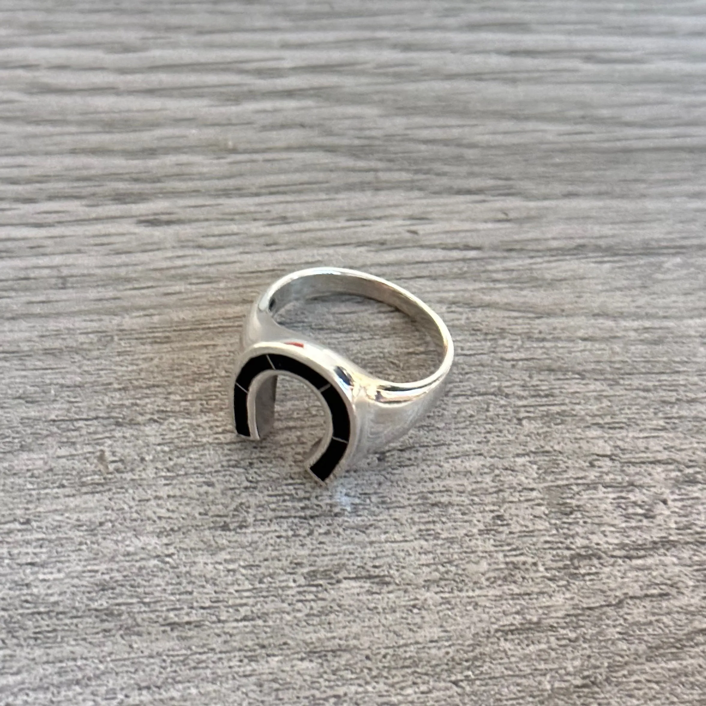 925 Silver Horseshoe Ring 06