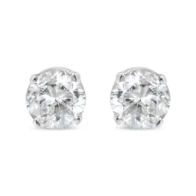 .925 Sterling Silver 1/3 Cttw Round Brilliant-Cut Near Colorless Diamond Classic 4-Prong Stud Earrings (H-I Color, I2-I3 Clarity)