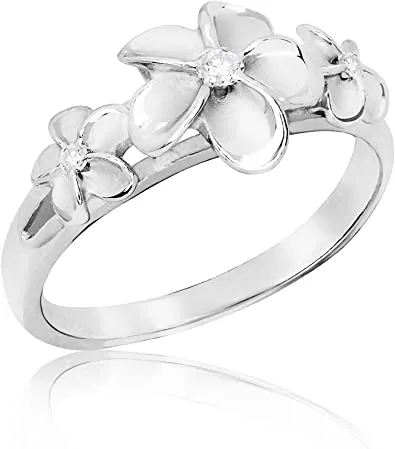 925 Sterling Silver Plumeria Rings