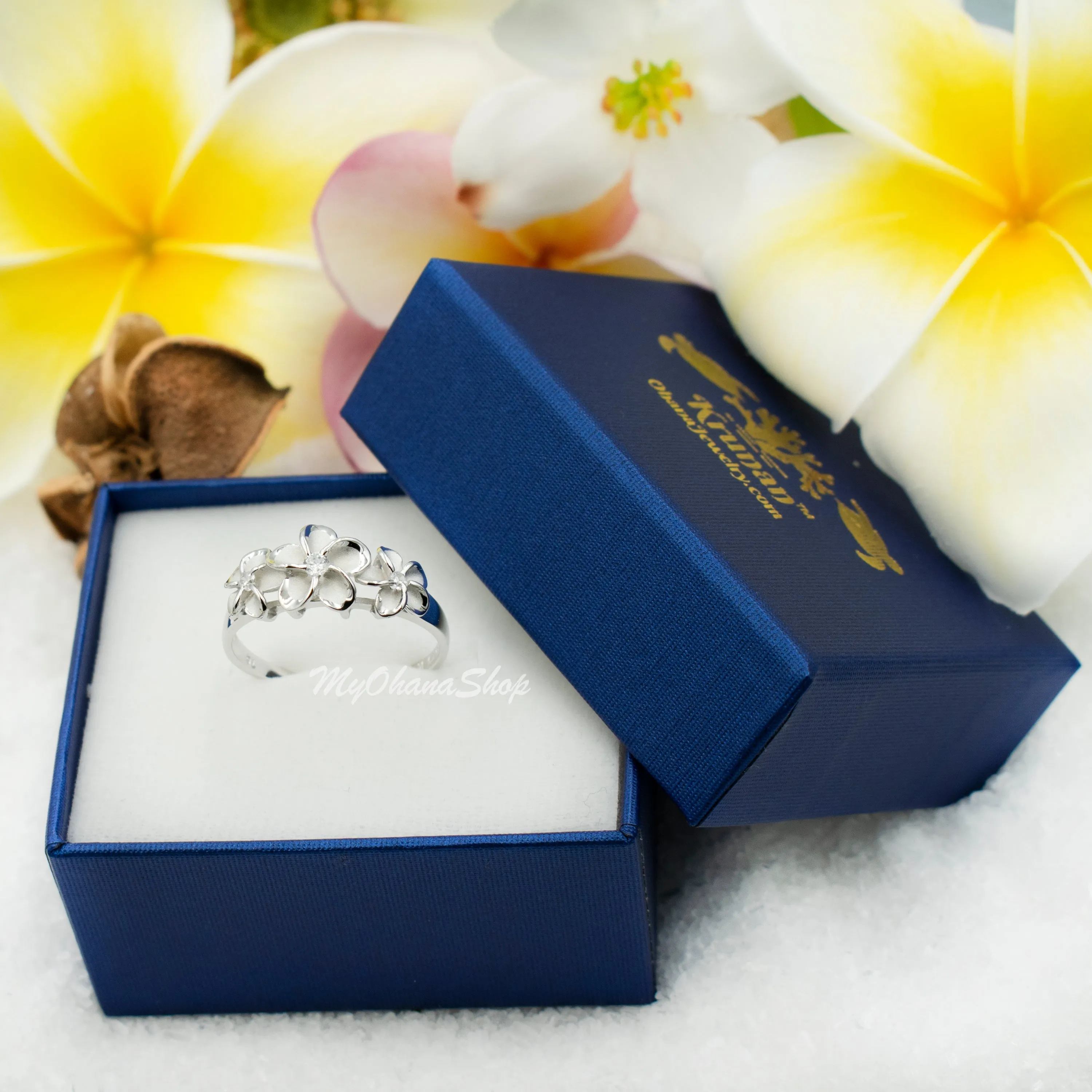 925 Sterling Silver Plumeria Rings