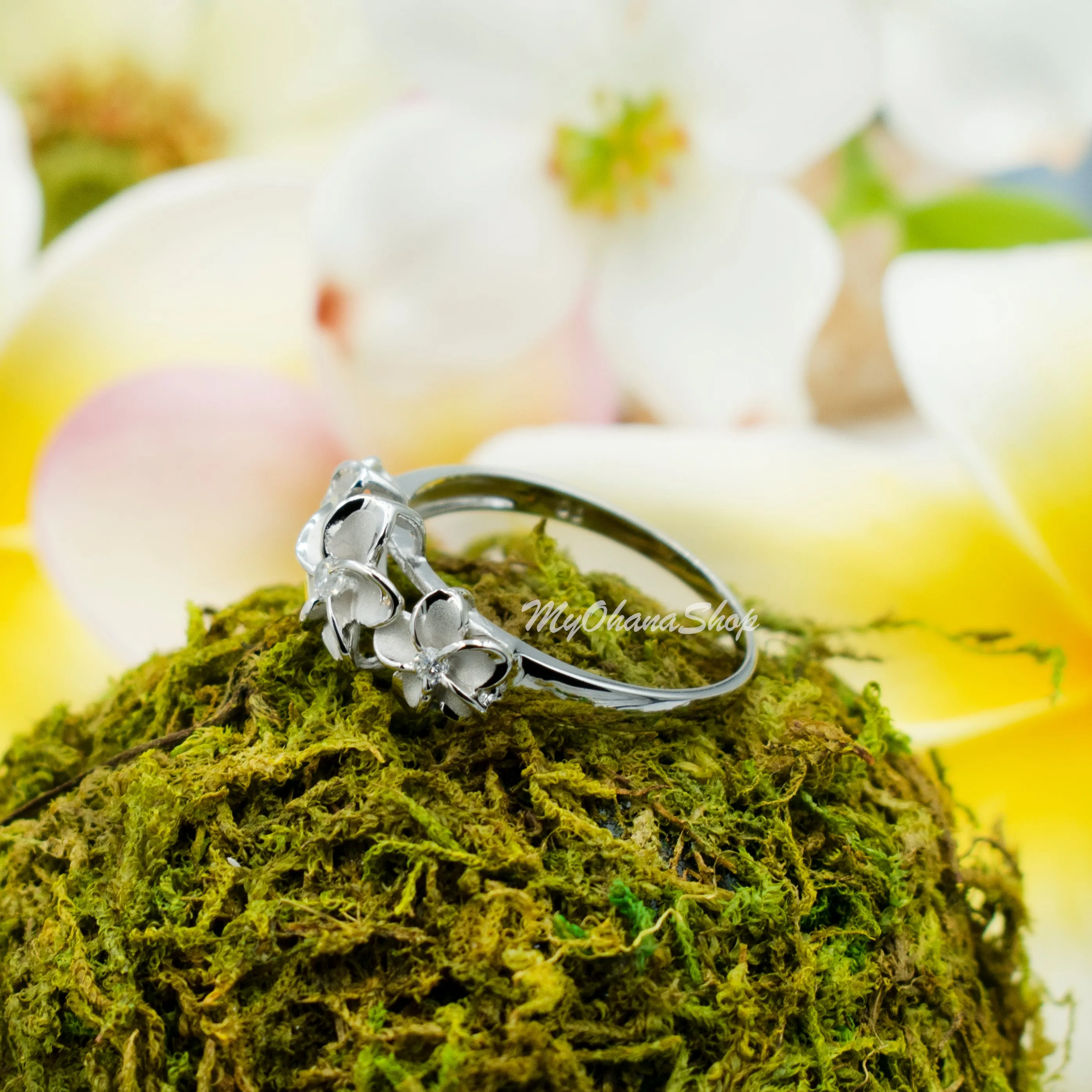 925 Sterling Silver Plumeria Rings