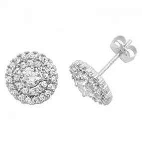 9ct White Gold Zirconia Round Stud Earrings ES443W