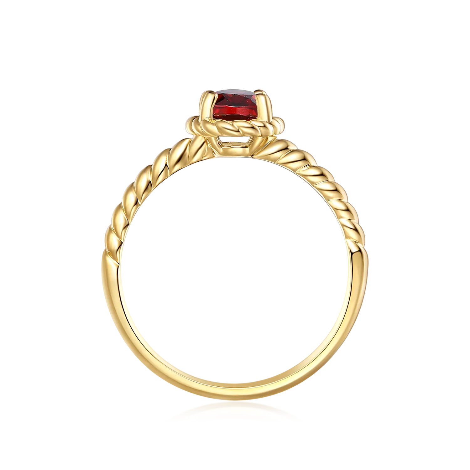 9ct Yellow Gold Oval 7x5mm Garnet January Ring