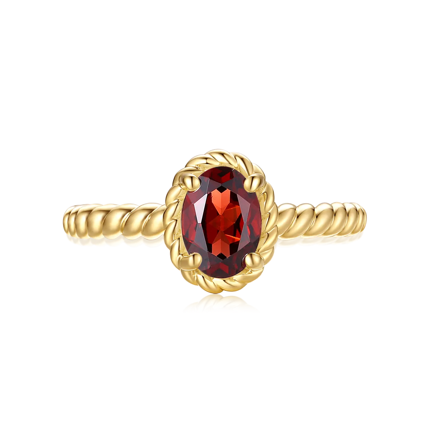 9ct Yellow Gold Oval 7x5mm Garnet January Ring