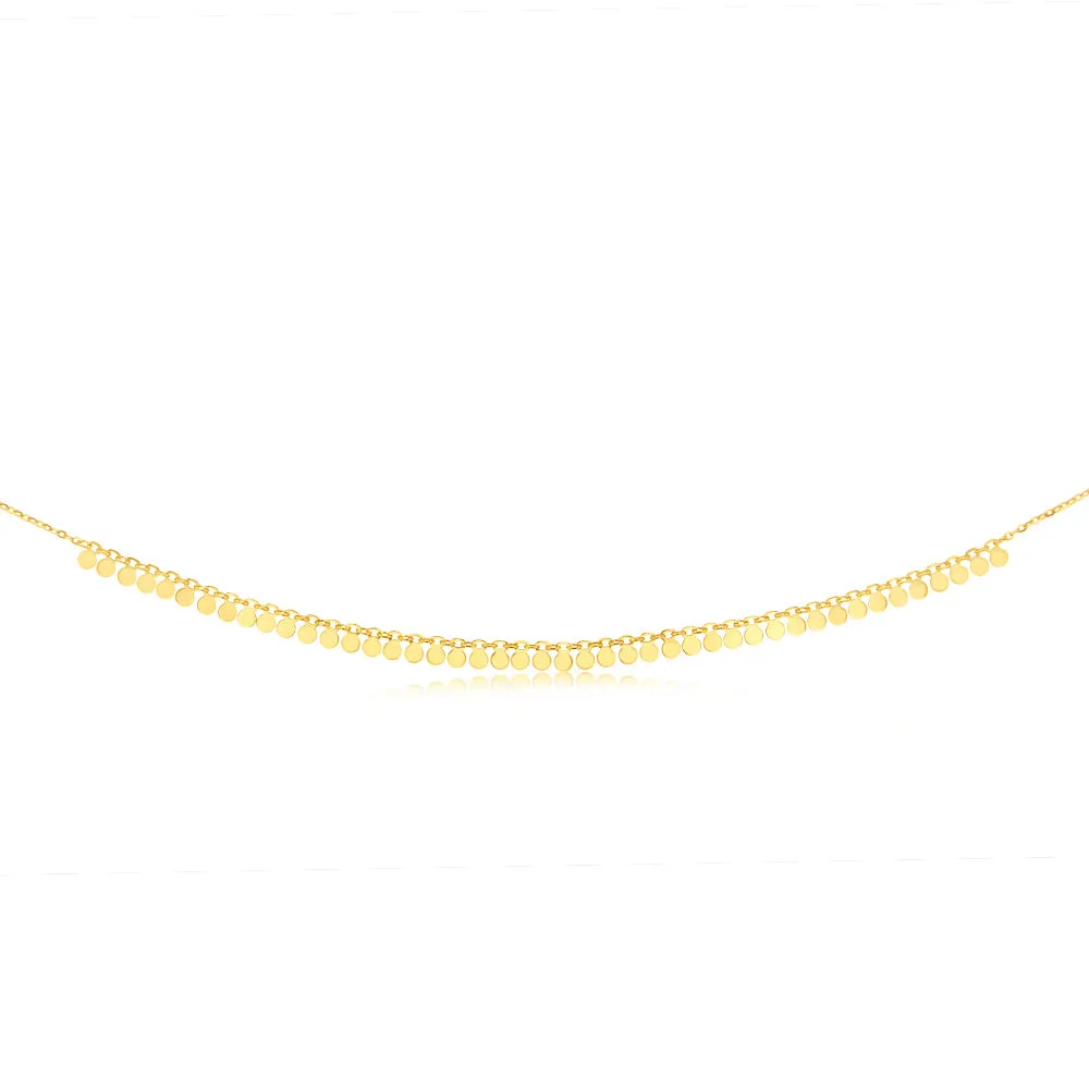 9ct Yellow Gold Tiny Disc charm 40cm Choker Chain