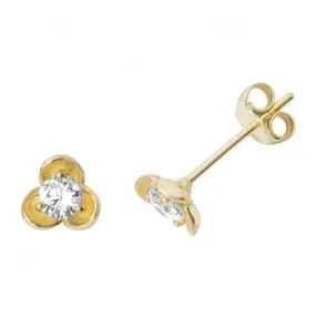 9ct Yellow Gold Zirconia Stud Earrings ES490