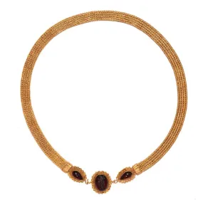 A Greek Revival 18K Gold and Garnet Intaglio Necklace, 19th century, after the antique.