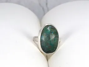 Adjustable Sterling Silver and Chrysocolla Ring