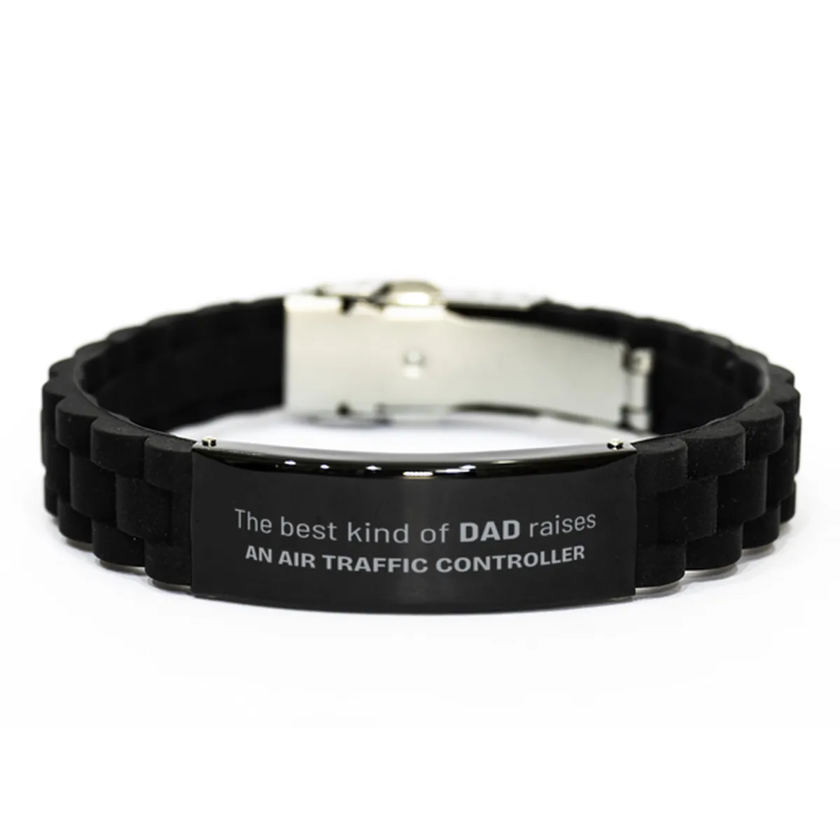 Air Traffic Controller Dad Gifts, The best kind of DAD, Father's Day Appreciation Birthday Black Glidelock Clasp Bracelet for Air Traffic Controller, Dad, Father from Son Daughter