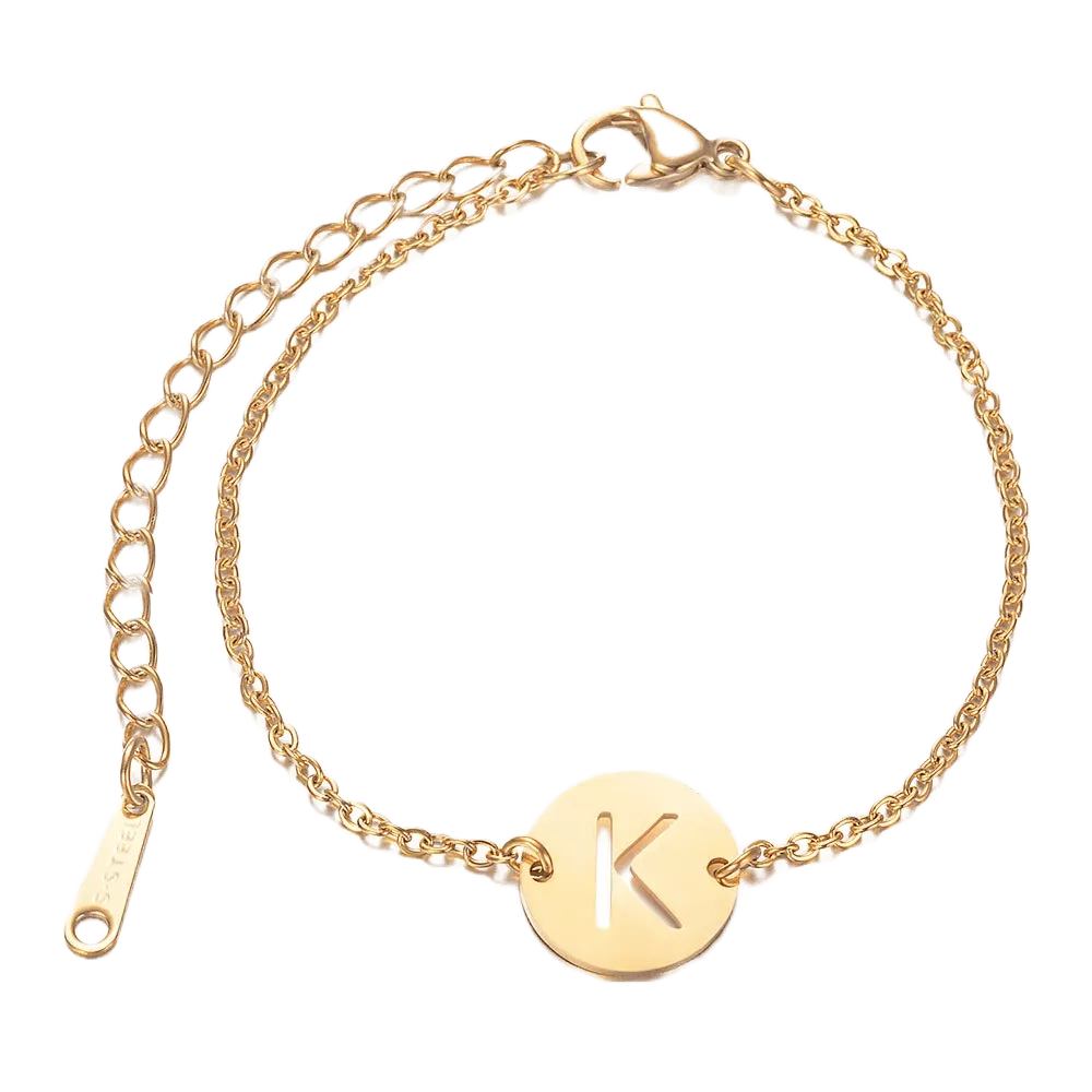 Alphabet Bracelet Gold Plated - Letter K