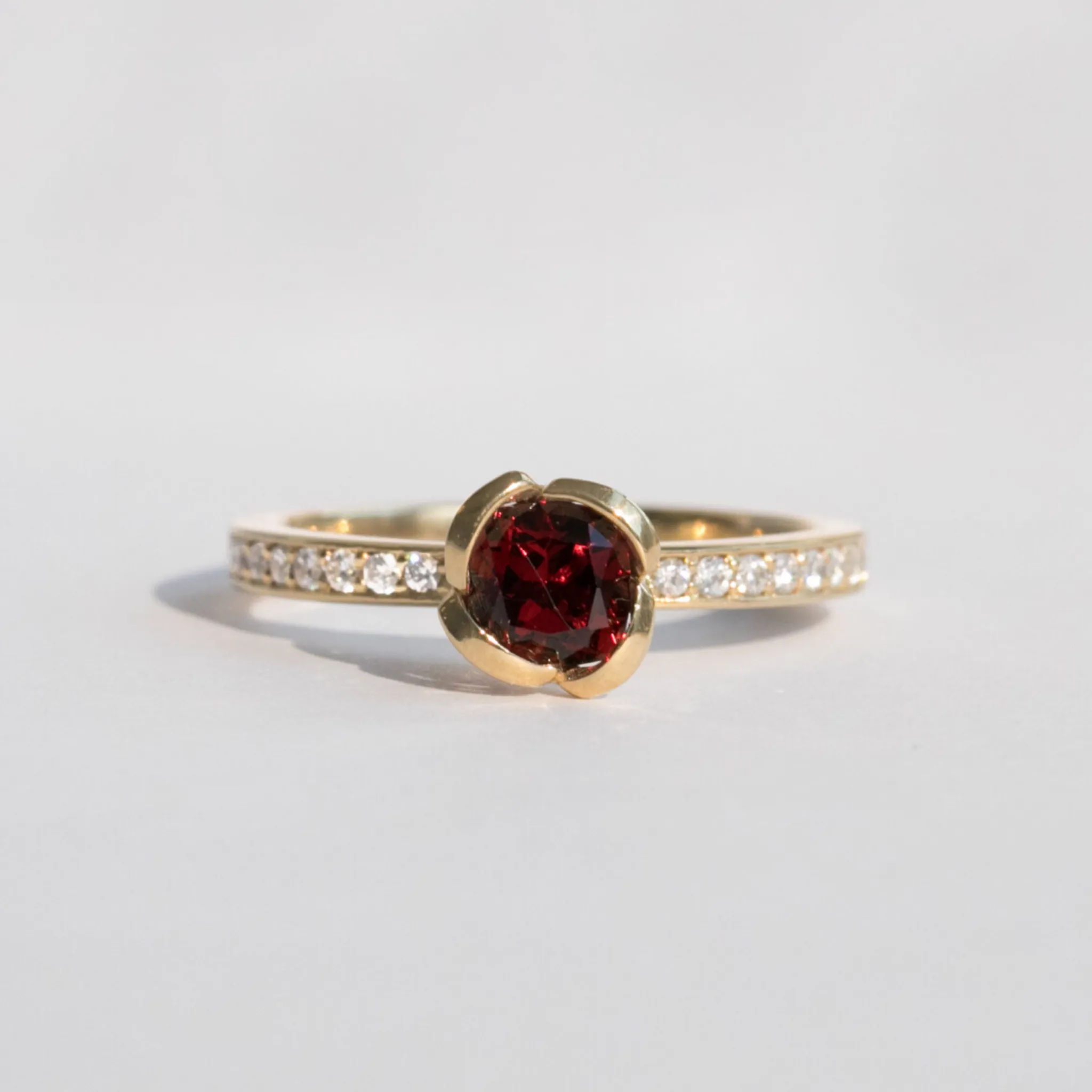 Alternative Garnet Floral Engagement Ring