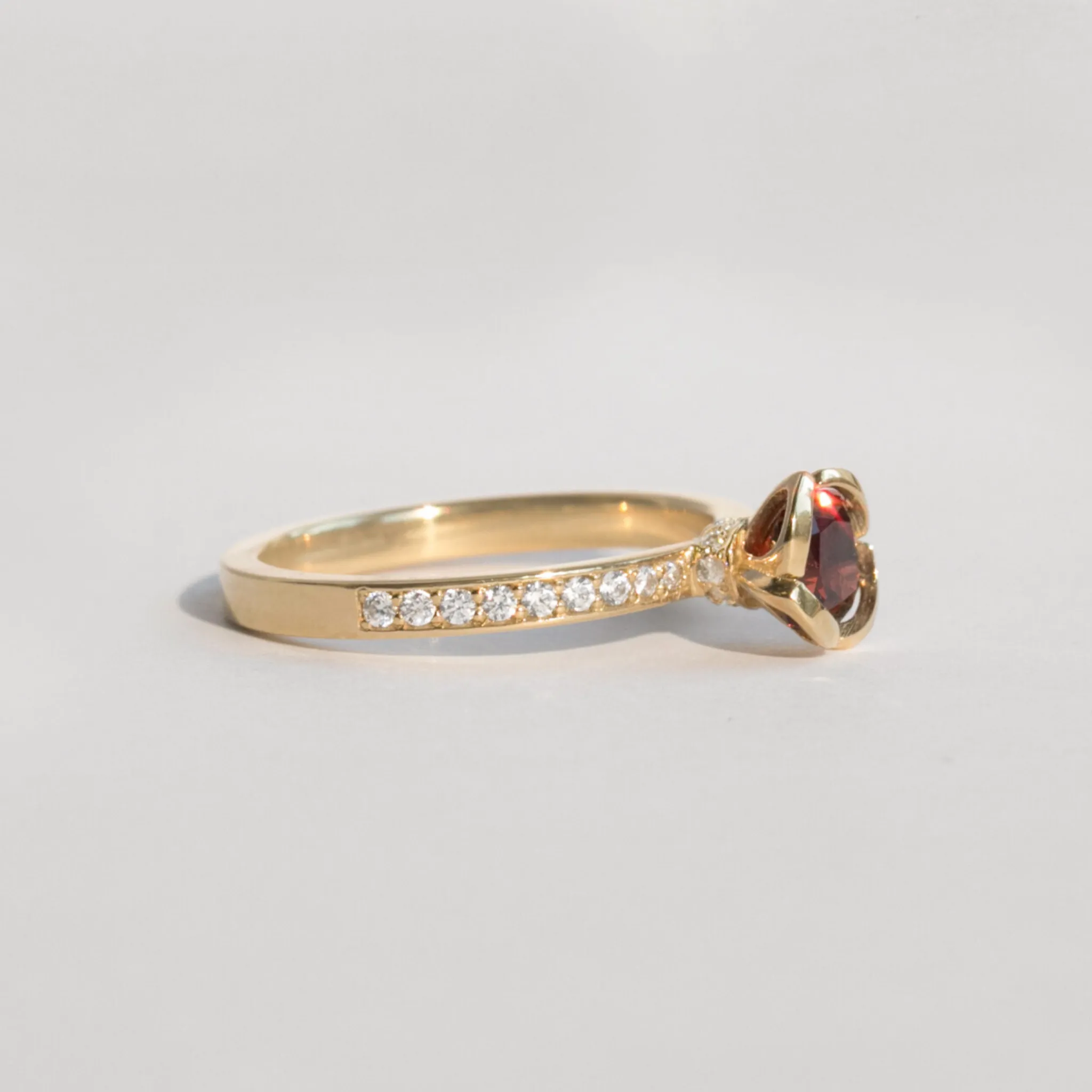 Alternative Garnet Floral Engagement Ring