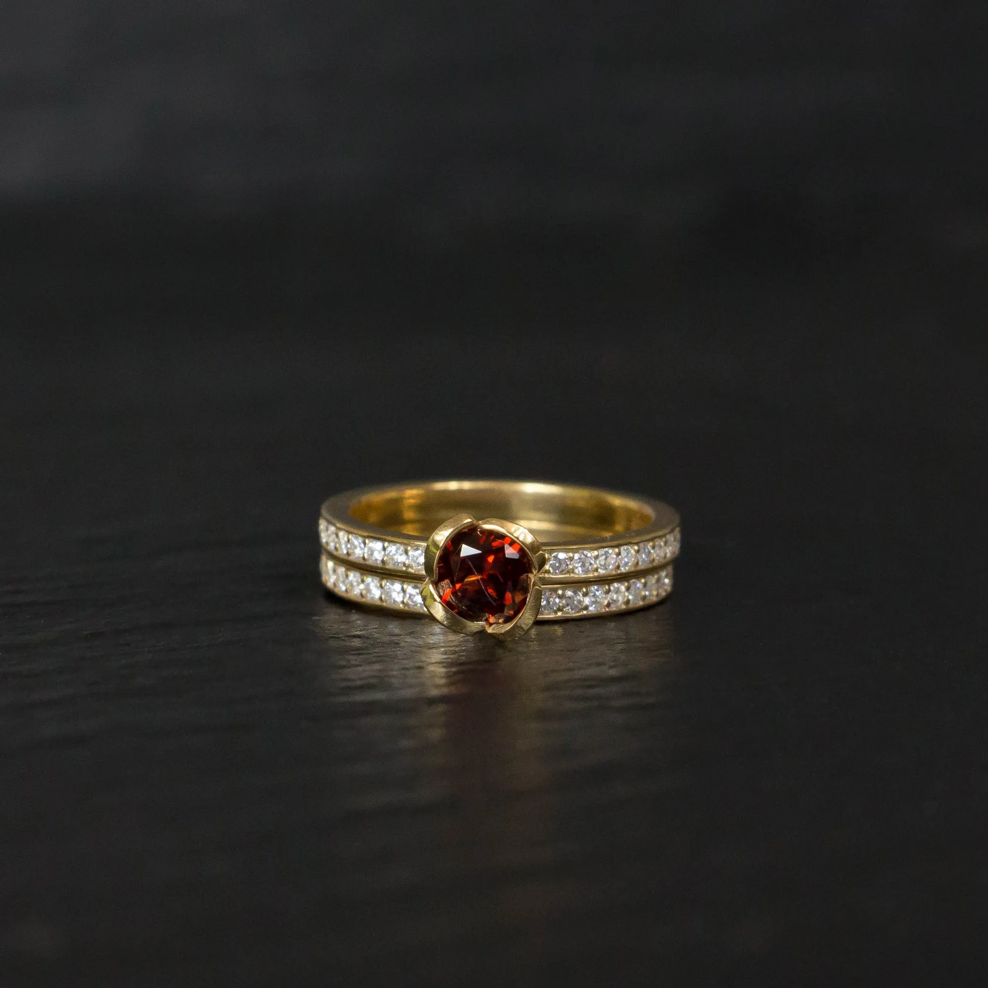 Alternative Garnet Floral Engagement Ring