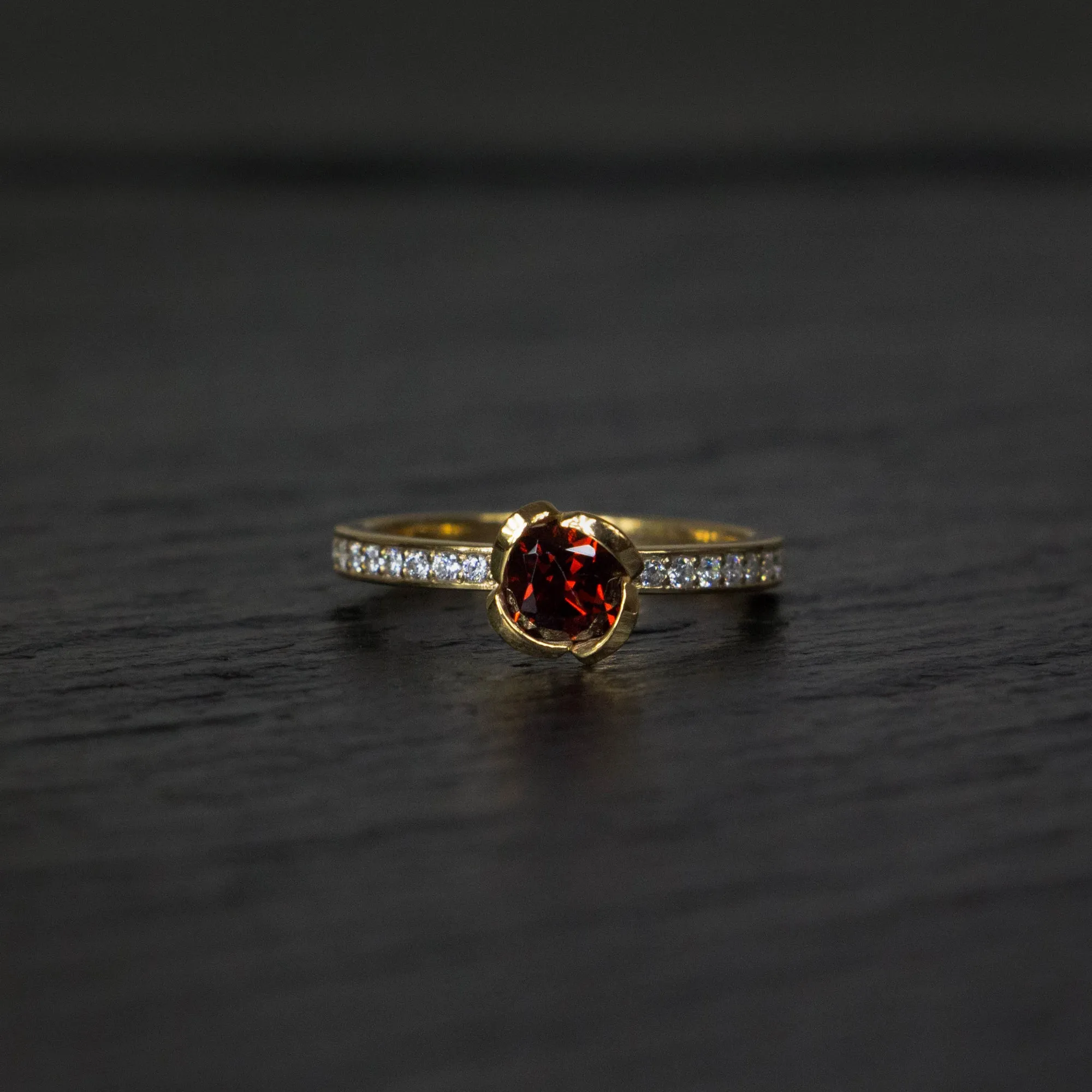 Alternative Garnet Floral Engagement Ring