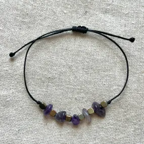 Amethyst & Hematite Cord Bracelet