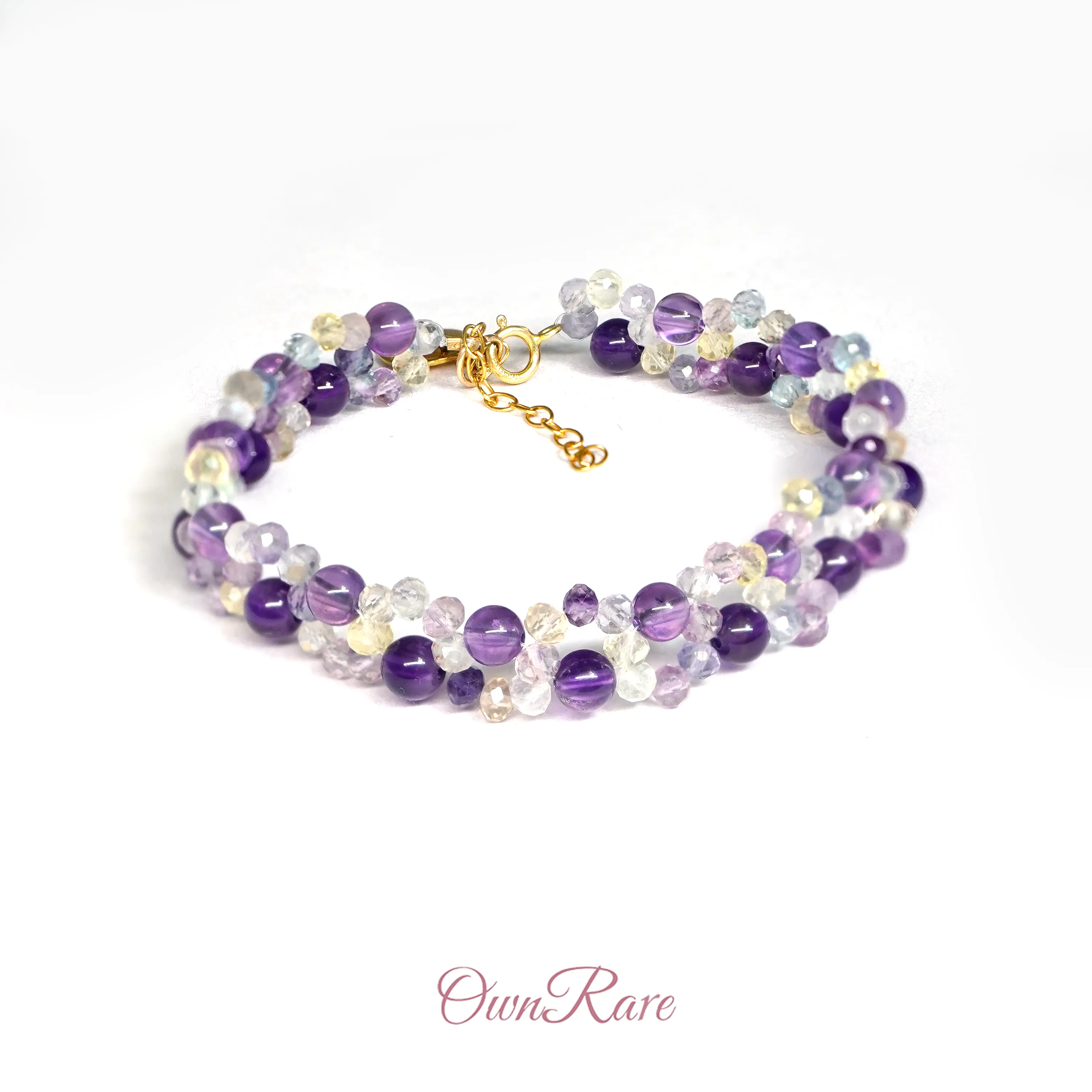 Amethyst & Multi-Color Fluorite Emotional Healing Bracelet