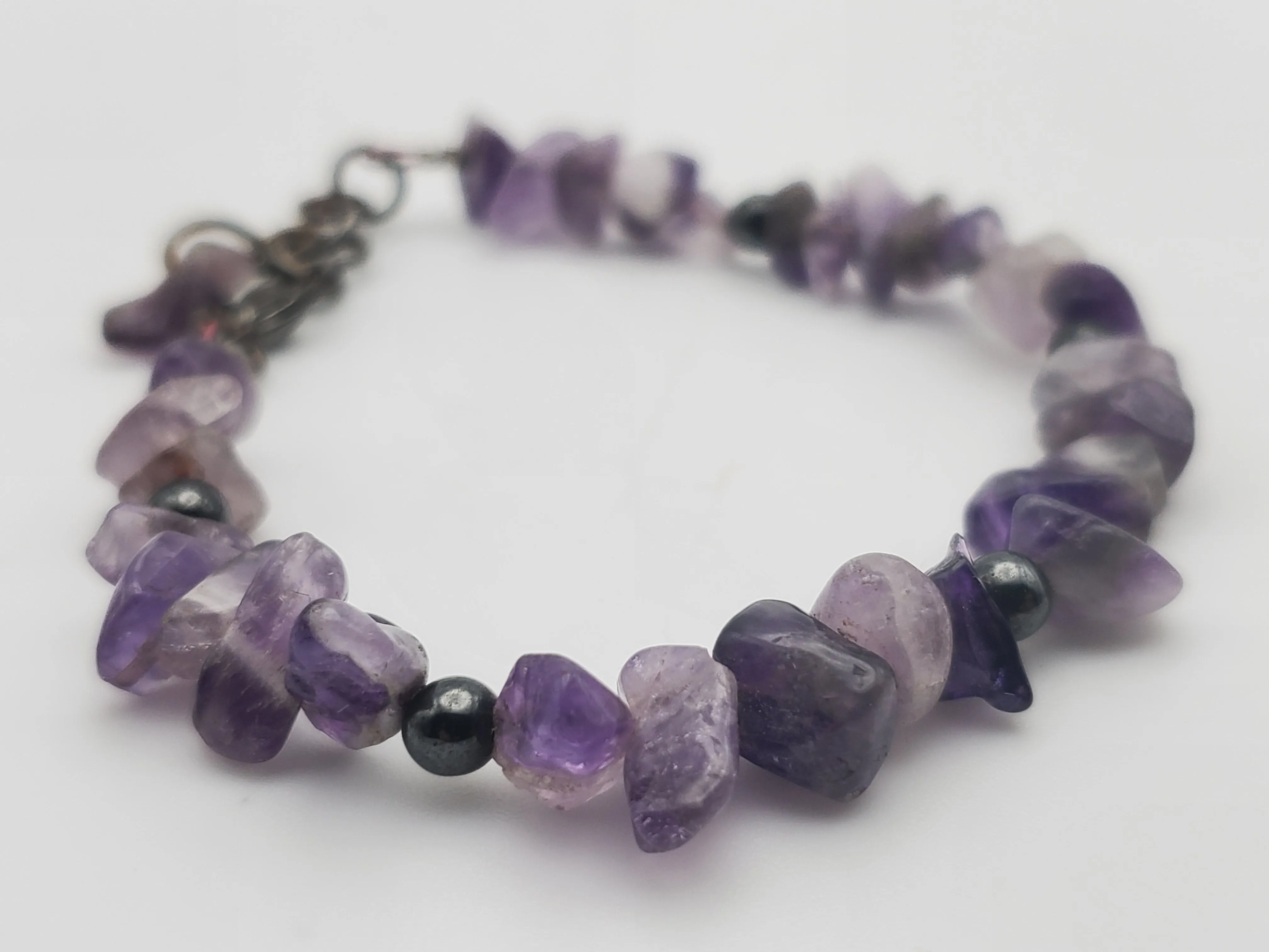 Amethyst and Hematite Beaded Bracelet