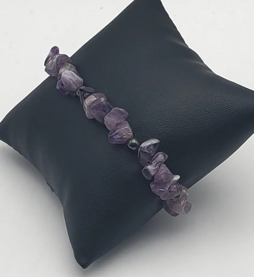 Amethyst and Hematite Beaded Bracelet