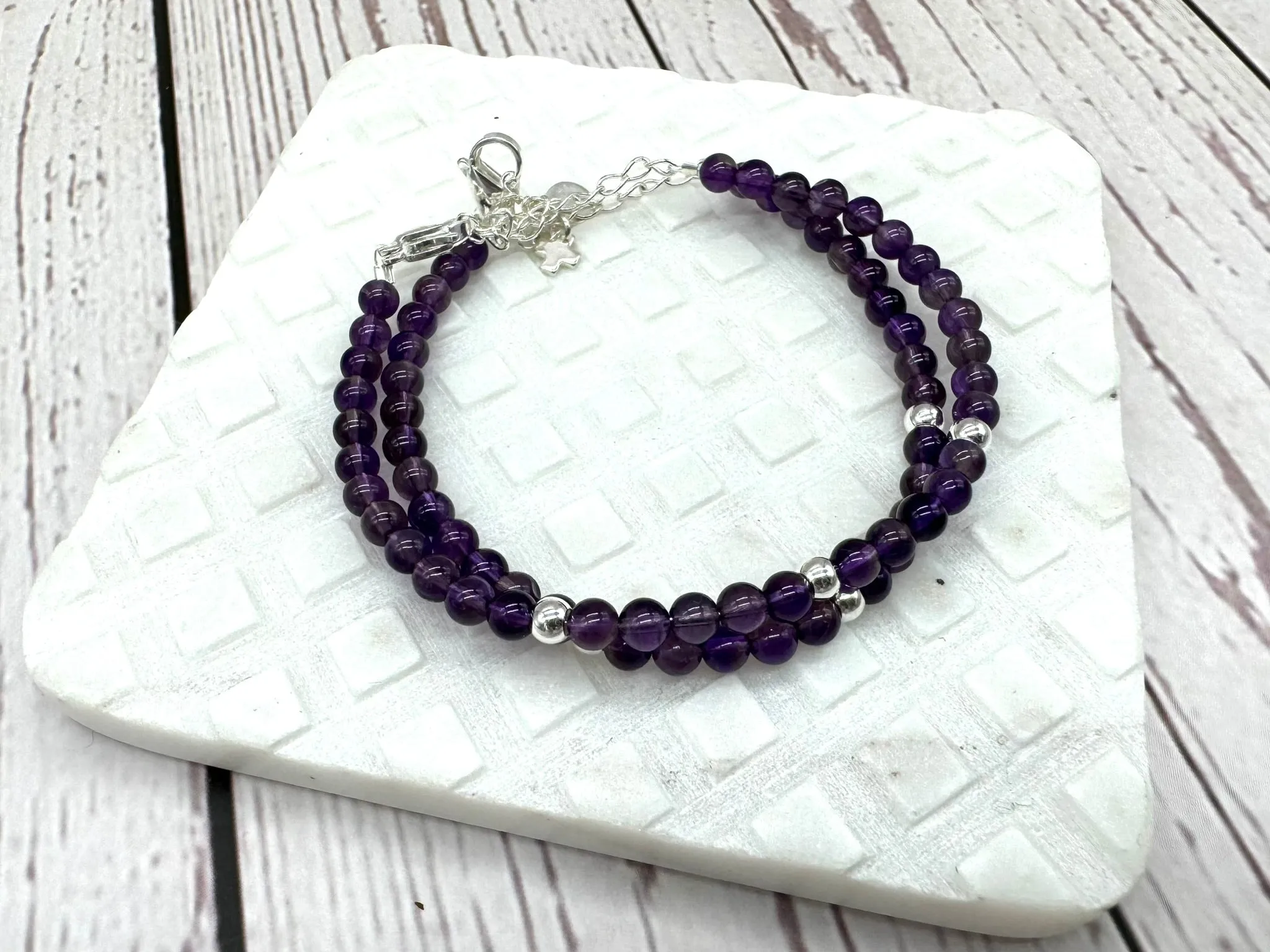 Amethyst Silver Dainty Bracelet