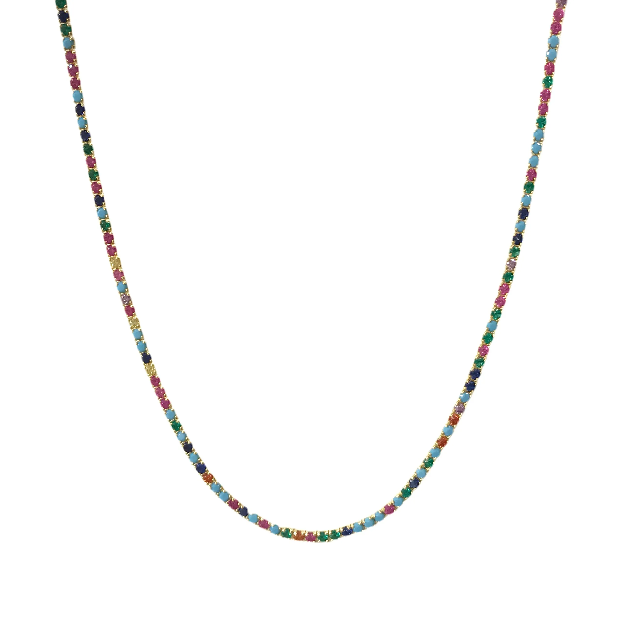 Amy Thin 2mm Multi Gem Eternity Tennis Choker