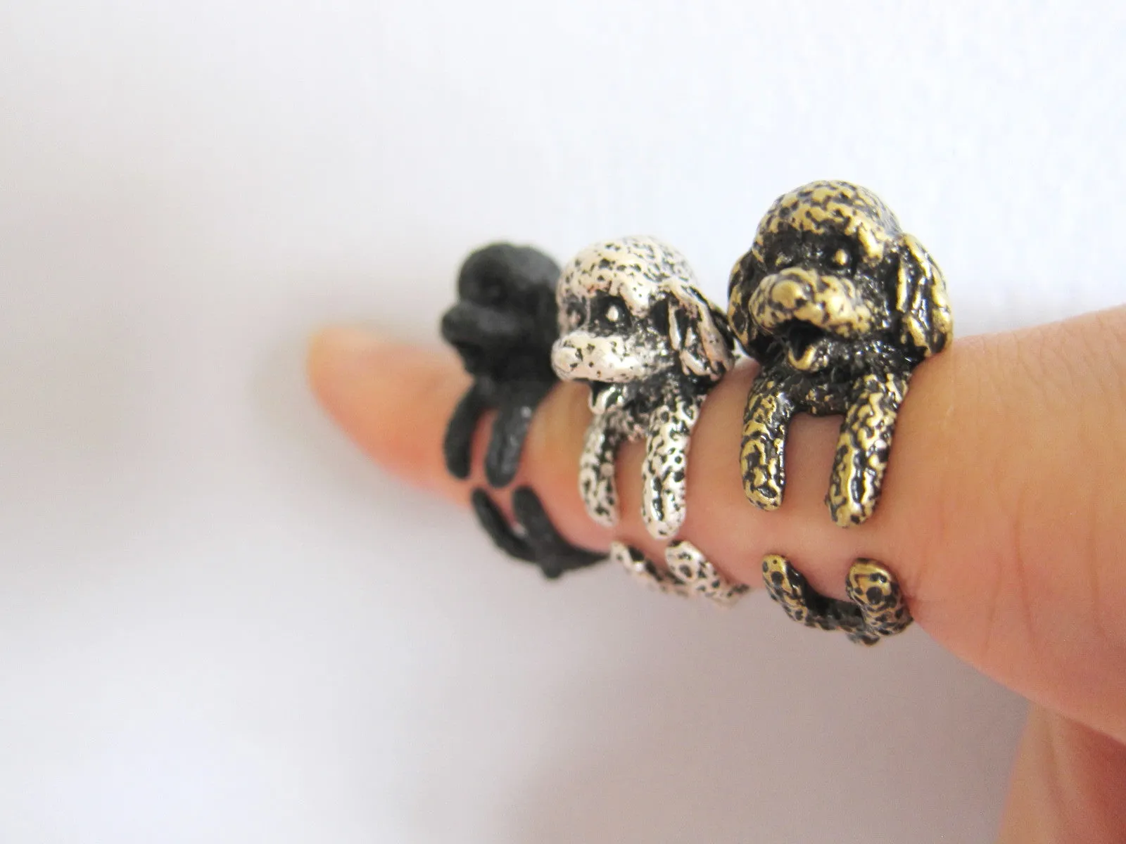 Animal Poodle Dog Ring; Animal Wrap Ring; Cute Puppy Dog Ring; Adjustable Puppy Dog Ring;