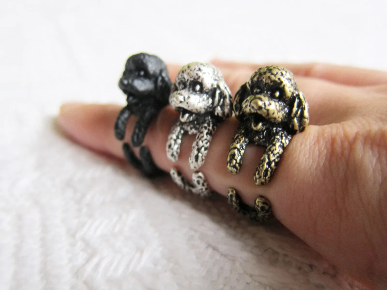 Animal Poodle Dog Ring; Animal Wrap Ring; Cute Puppy Dog Ring; Adjustable Puppy Dog Ring;