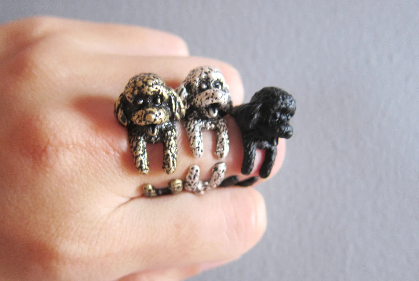 Animal Poodle Dog Ring; Animal Wrap Ring; Cute Puppy Dog Ring; Adjustable Puppy Dog Ring;