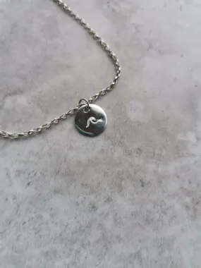 Anklet - Sterling Silver Wave Disc