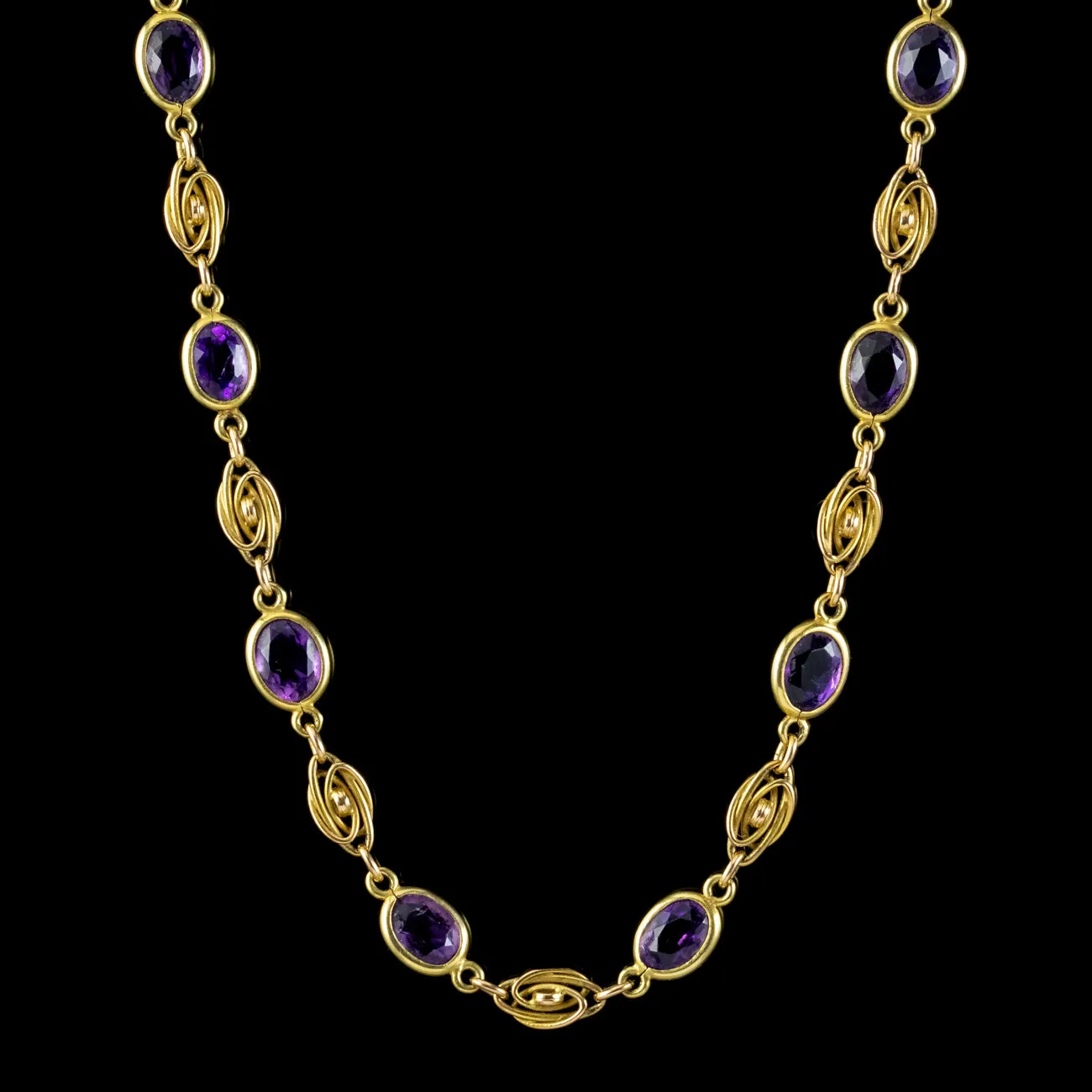 Antique Edwardian Amethyst Necklace 9ct Gold Circa 1910