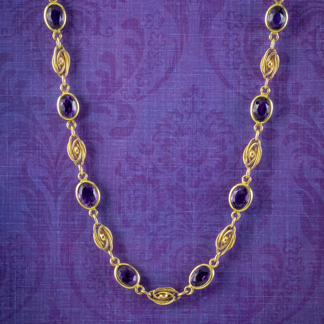 Antique Edwardian Amethyst Necklace 9ct Gold Circa 1910