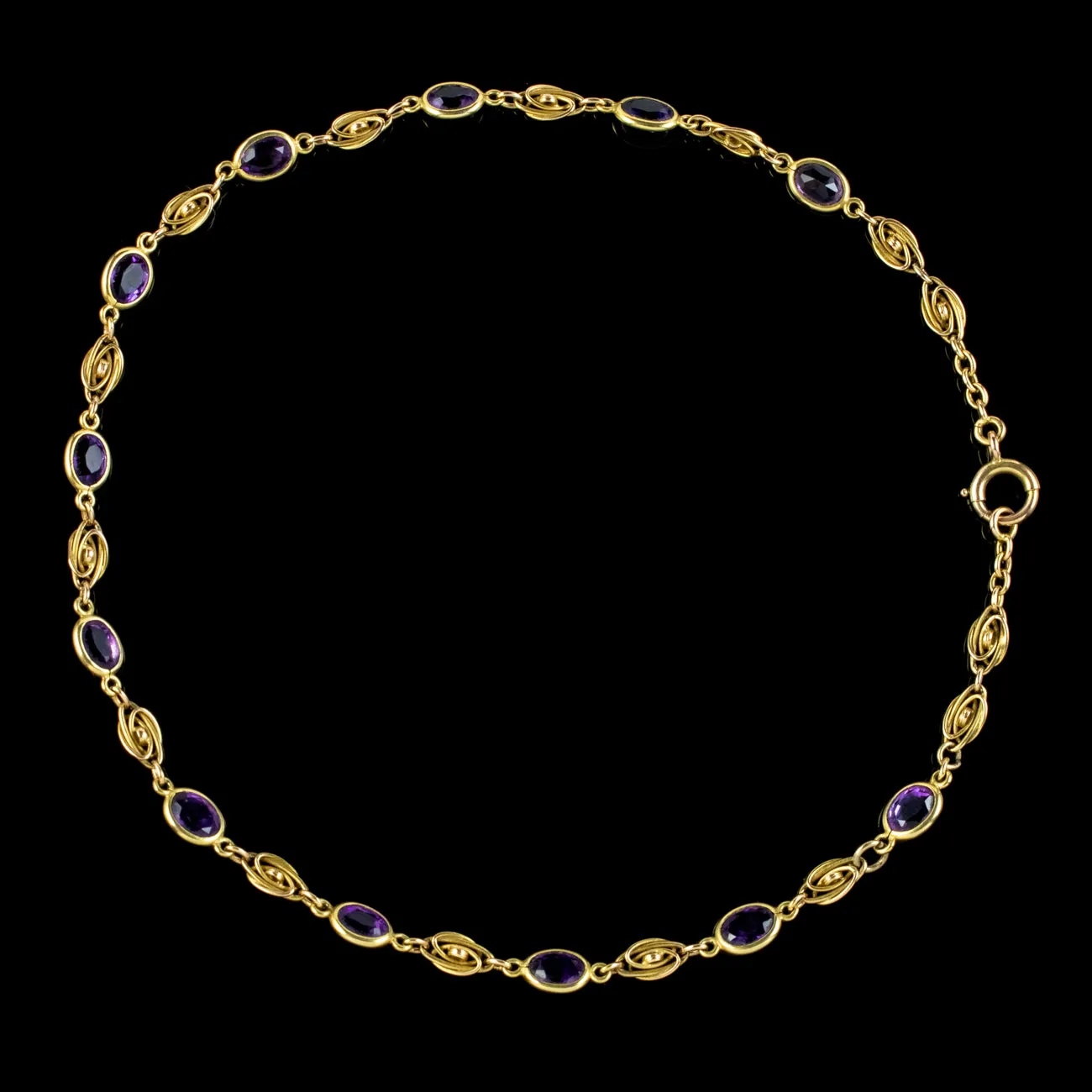 Antique Edwardian Amethyst Necklace 9ct Gold Circa 1910