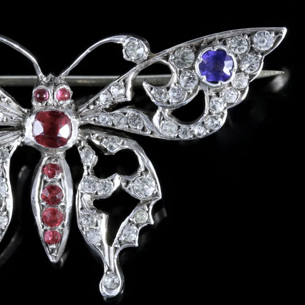 Antique Victorian French Paste Butterfly Brooch Circa 1900