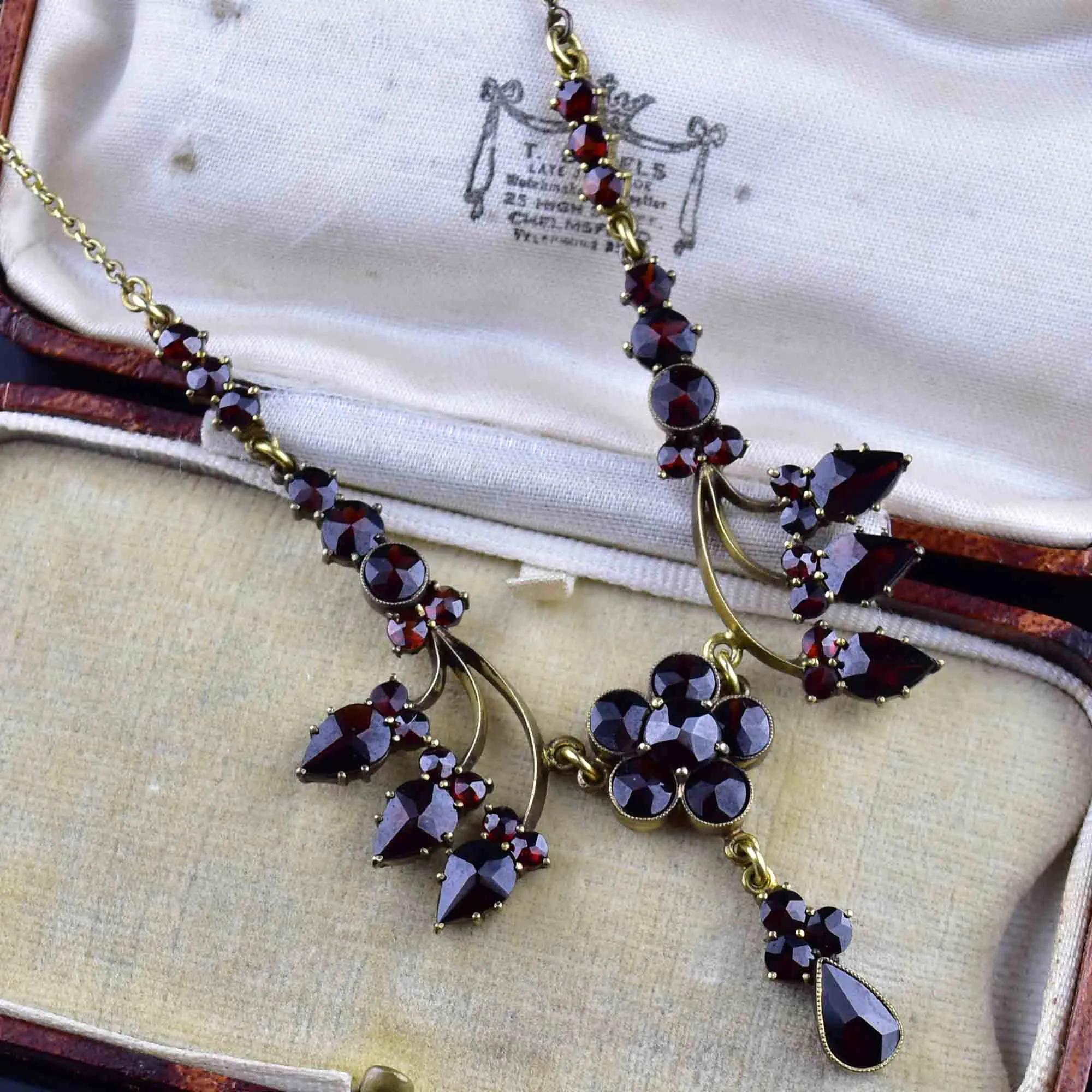 Antique Victorian Style Garnet Festoon Necklace