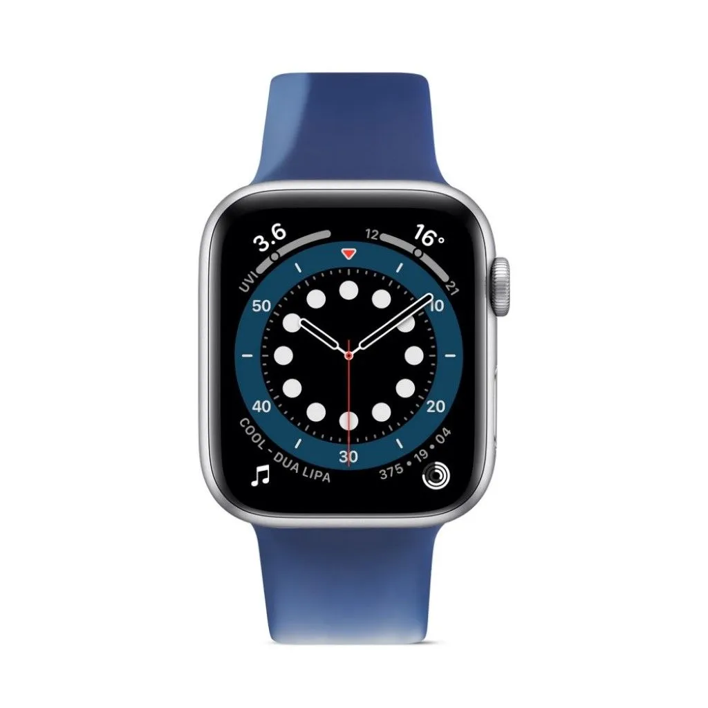 Apple Watch 40mm contrast color silicone watch strap - Dark Blue / White / Size: L