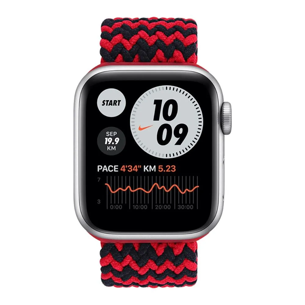 Apple Watch (41mm) elastic watch strap - Black / Red / Size: L