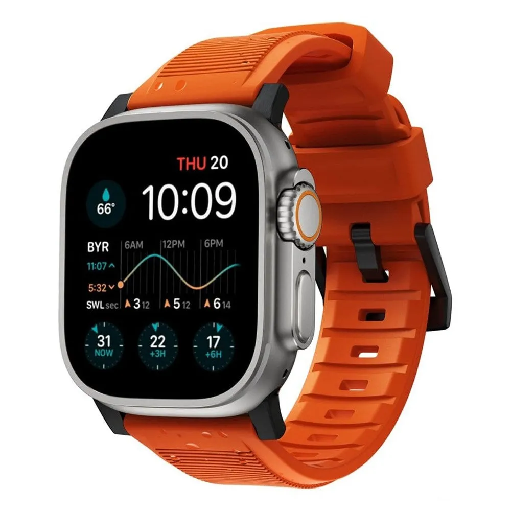 Apple Watch (42/44/SE/45/46/49mm) Nomad Rugged Band Rem - Ultra Orange / Black Hardware