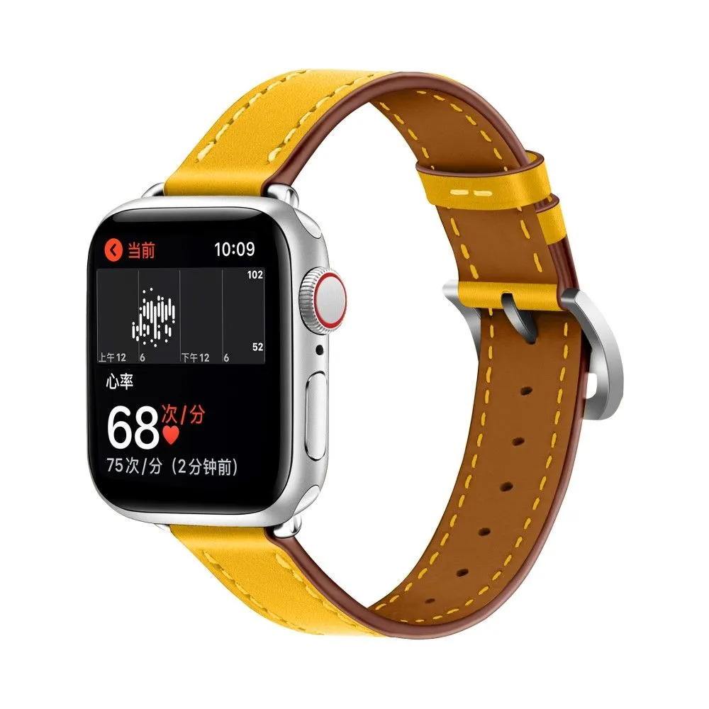 Apple Watch (45mm) breathable genuine leather watch strap - Yellow